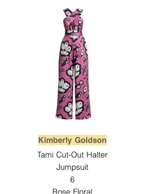 Kimberly Goldson Pink Floral Cut-Out Halter Jumpsuit
